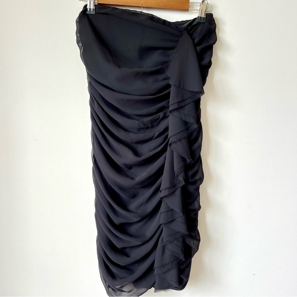 EXPRESS Black Strapless Ruched Chiffon Sheath Mini Dress—SZ. 6 - Picture 12 of 14